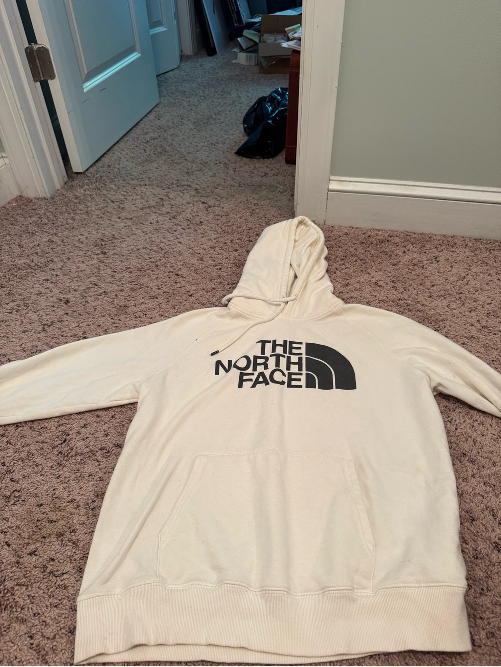 The North Face Cream Hoodie with Black Logo